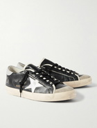 Golden Goose - Super-Star Distressed Suede-Trimmed Leather Sneakers - Black