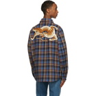 Gucci Blue Check Tiger Patch Jacket