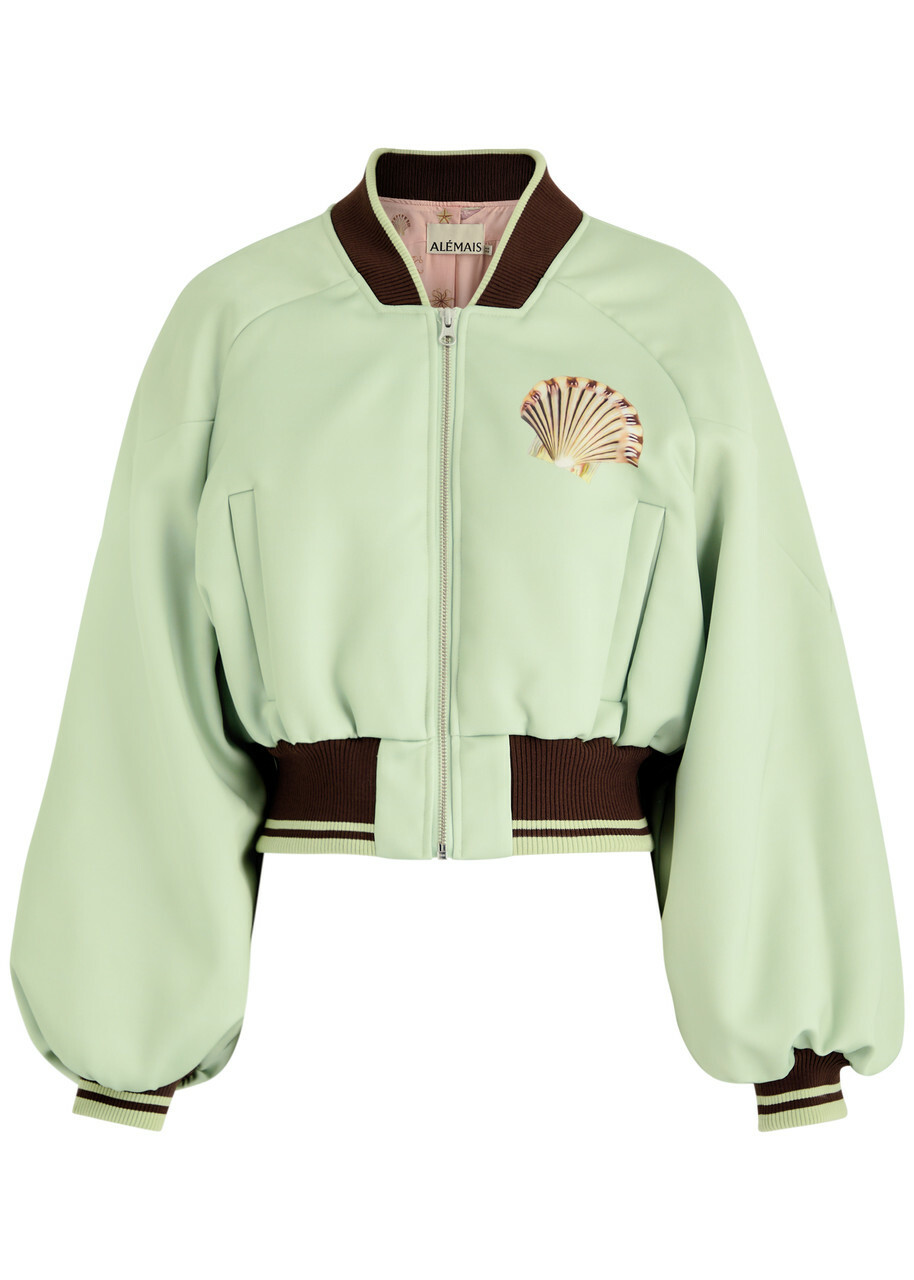 Alemais Opal Printed Satin Bomber Jacket Mint