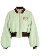 Alemais Opal Printed Satin Bomber Jacket Mint