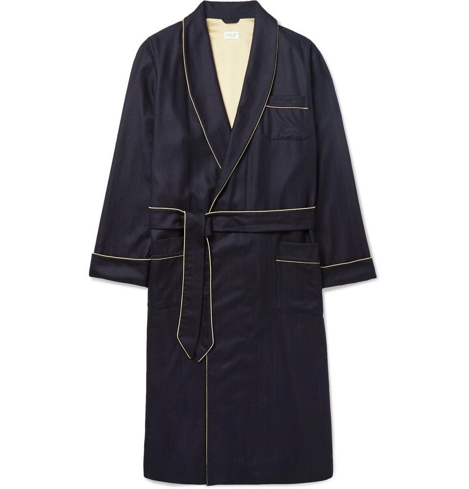 Navy/Royal Dressing Gown | Connolly Cashmere & Wool Robes