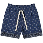 Palm Angels Men's Paisley Shorts in Navy Blue