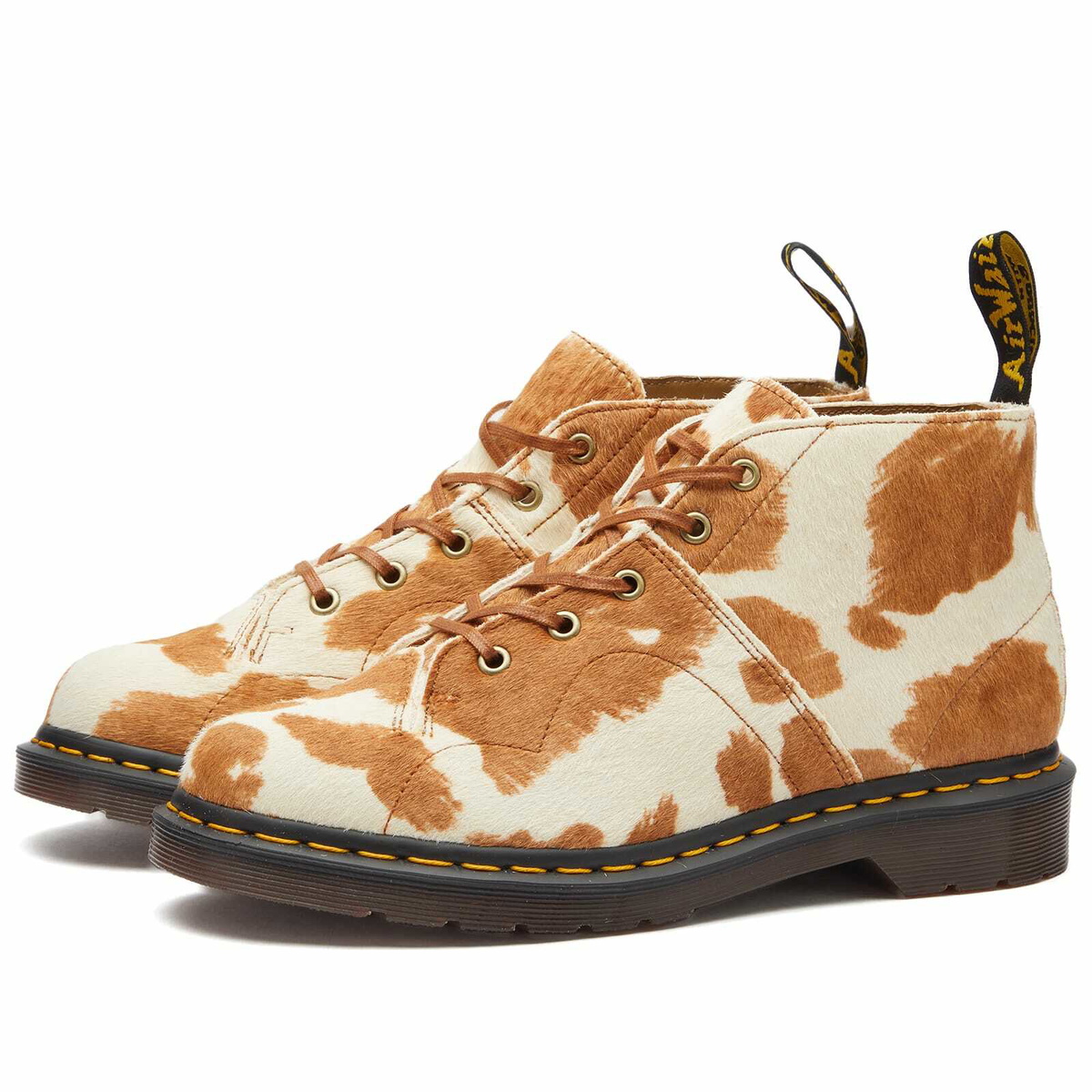 K*U様 【美品】Dr. Martens Church Jersey Cow P Dr. Martens Women's Church Jersey Cow Print Hair On Boots in Brown