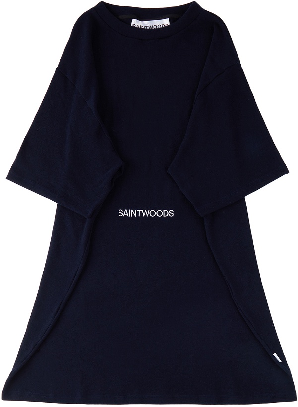 Photo: Saintwoods SSENSE Exclusive Navy Wool & Cashmere Oversize T-Shirt Blanket