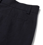 De Bonne Facture - Navy Pleated Brushed-Cotton Trousers - Blue