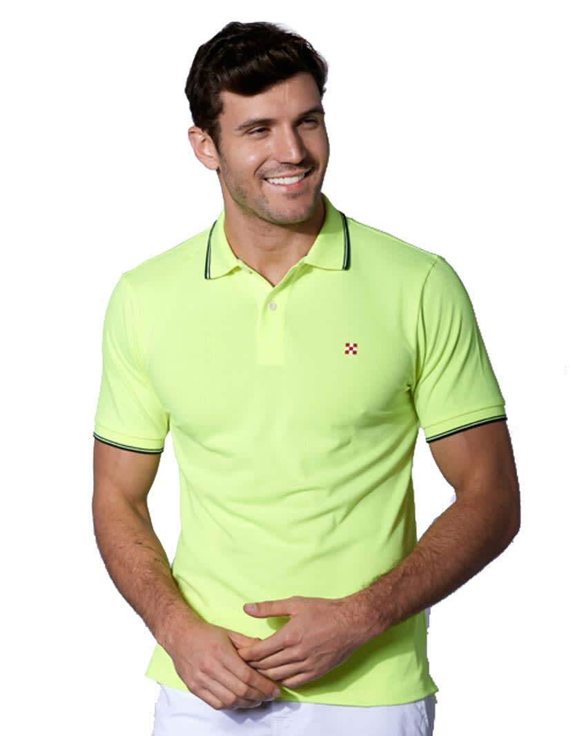 MC2 Saint Barth Yellow Fluo Piquet Polo With St. Barth Check Logo MC2 ...