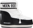 Moon Boot White & Black 'MB' Icon Low Nylon Boots