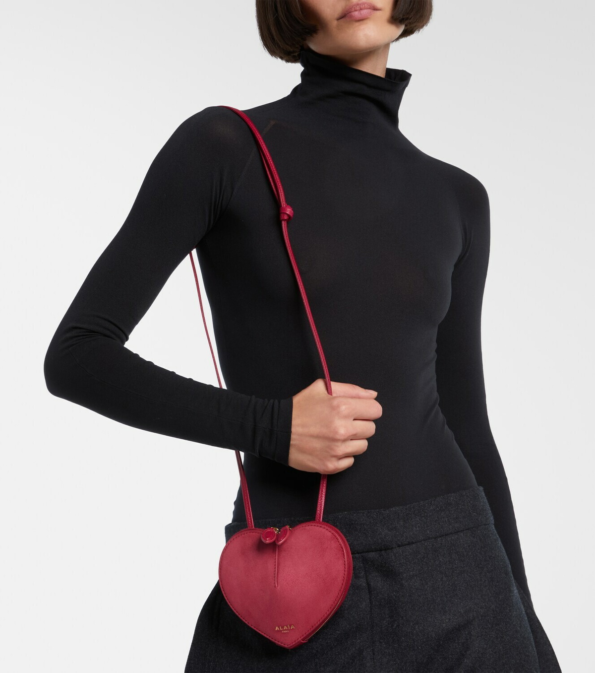 Alaïa Le Cœur suede shoulder bag