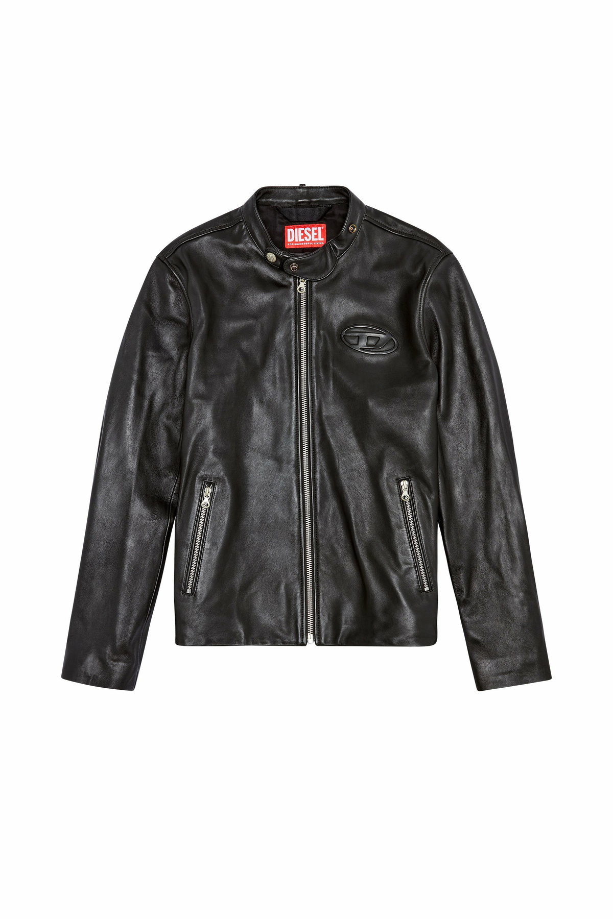ジャケット・アウター DIESEL Motorcycle Jacket DIESEL L-Shiro-Wh Jacket Men's MEDIUM Black Leather Lined
