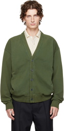 JW Anderson Green Garment-Dyed Cardigan