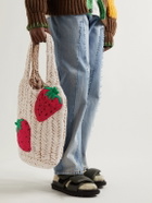 JW Anderson - Strawberry Logo-Detailed Appliquéd Organic Cotton Tote Bag