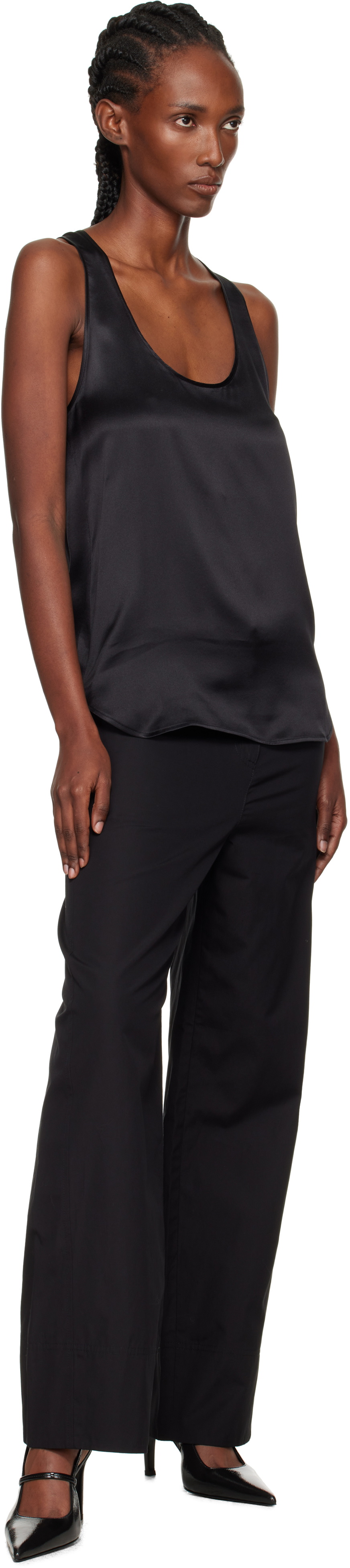 WARDROBE.NYC Black Silk Tank Top