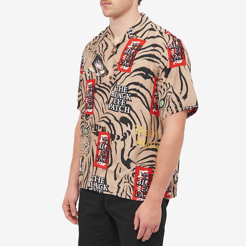 Wacko Maria x BlackEyePatch Short Sleeve Hawaiian Shirt in Beige 