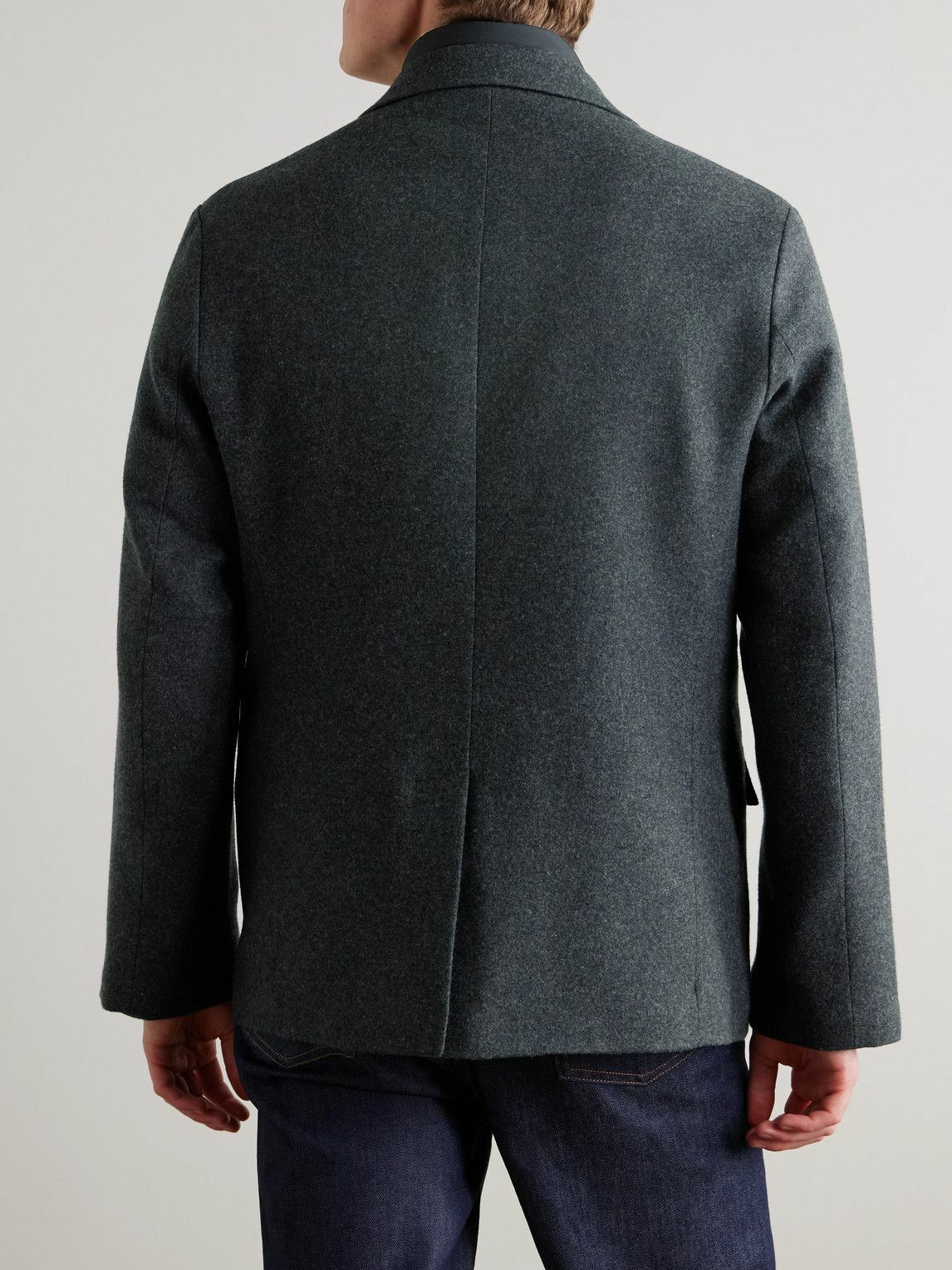 Mr P. - Shell-Trimmed Flannel Blazer - Black