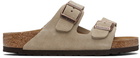 Birkenstock Taupe Regular Arizona Suede Leather Sandals