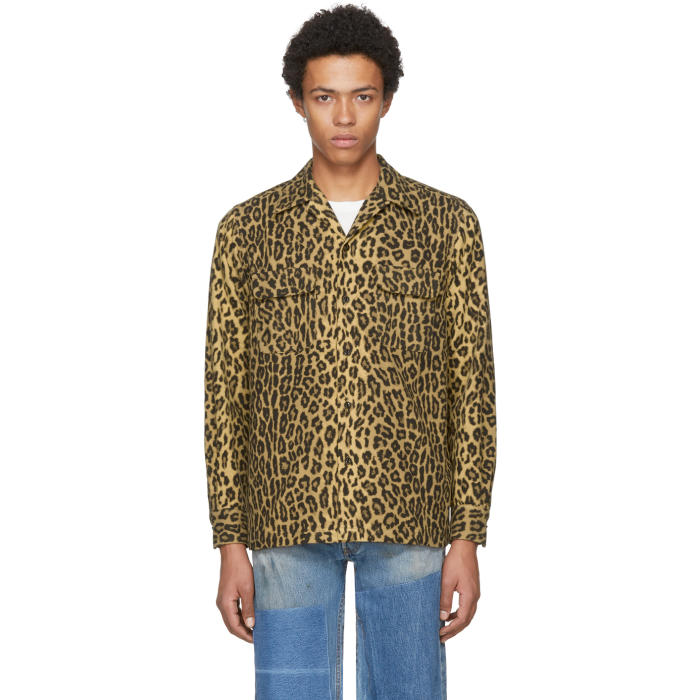 Wacko Maria Beige and Brown Guilty Parties Leopard Flannel Shirt