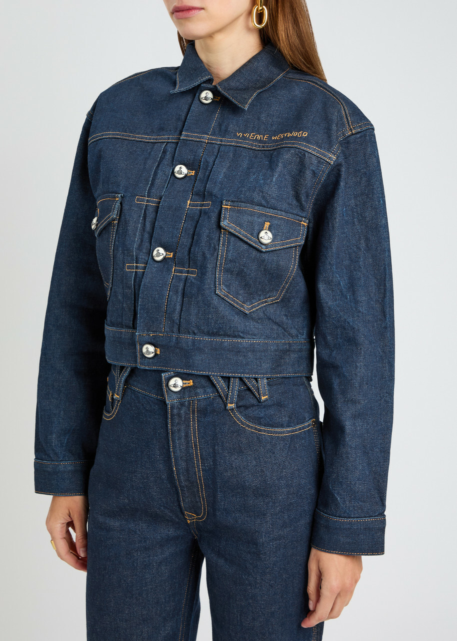 Vivienne Westwood Marlene Cropped Denim Jacket Dark Blue Vivienne