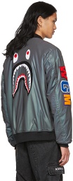 BAPE Grey Loose Shark MA-1 Bomber Jacket