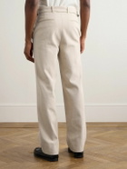 Stòffa - Straight-Leg Belted Cotton-Twill Trousers - Neutrals