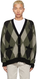 Ksubi Green Knit Argyle Old Dollar Cardigan