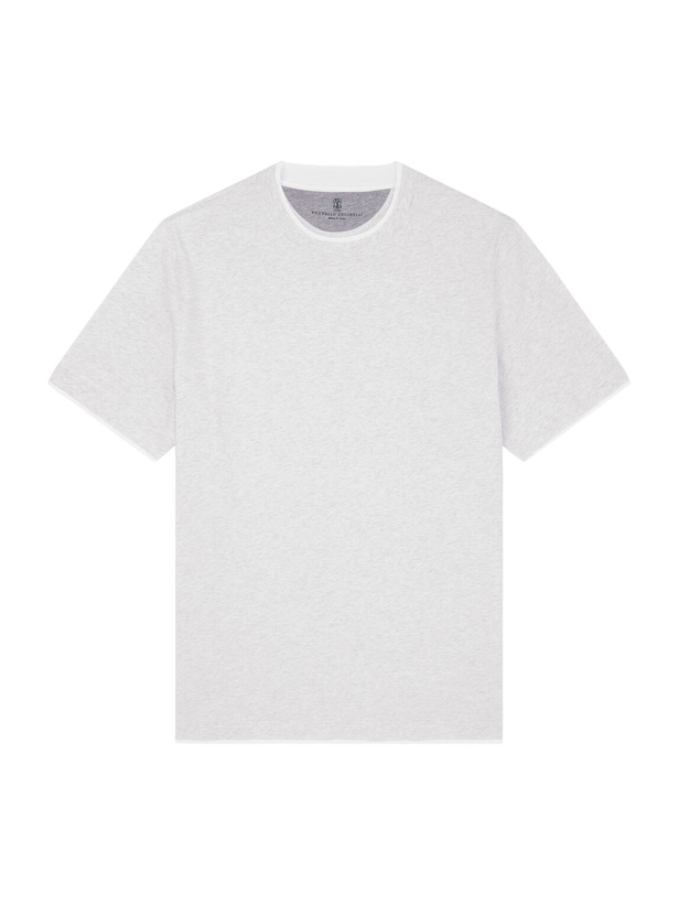 Photo: Brunello Cucinelli - Layered Cotton-Jersey T-Shirt - Gray