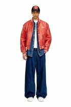 Diesel Leather bomber jacket with Diesel logo - Leather jackets - Unisex - Red
