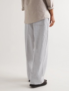 Zegna - Wide-Leg Linen Drawstring Trousers - White