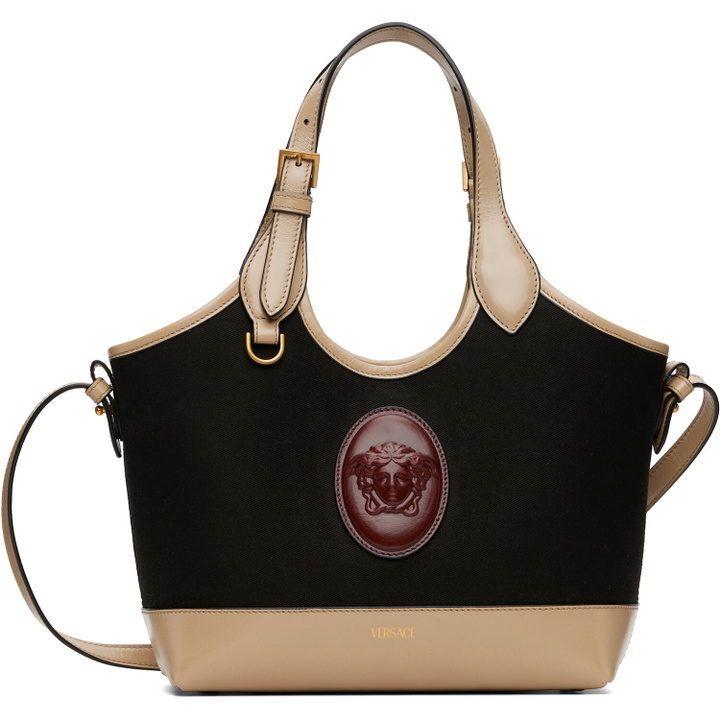 Photo: Versace Black & Beige Rivière Small Canvas Tote