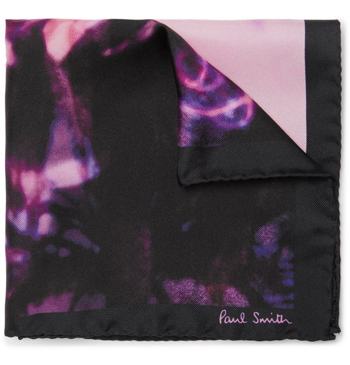 Photo: Paul Smith - Printed Silk-Twill Pocket Square - Purple