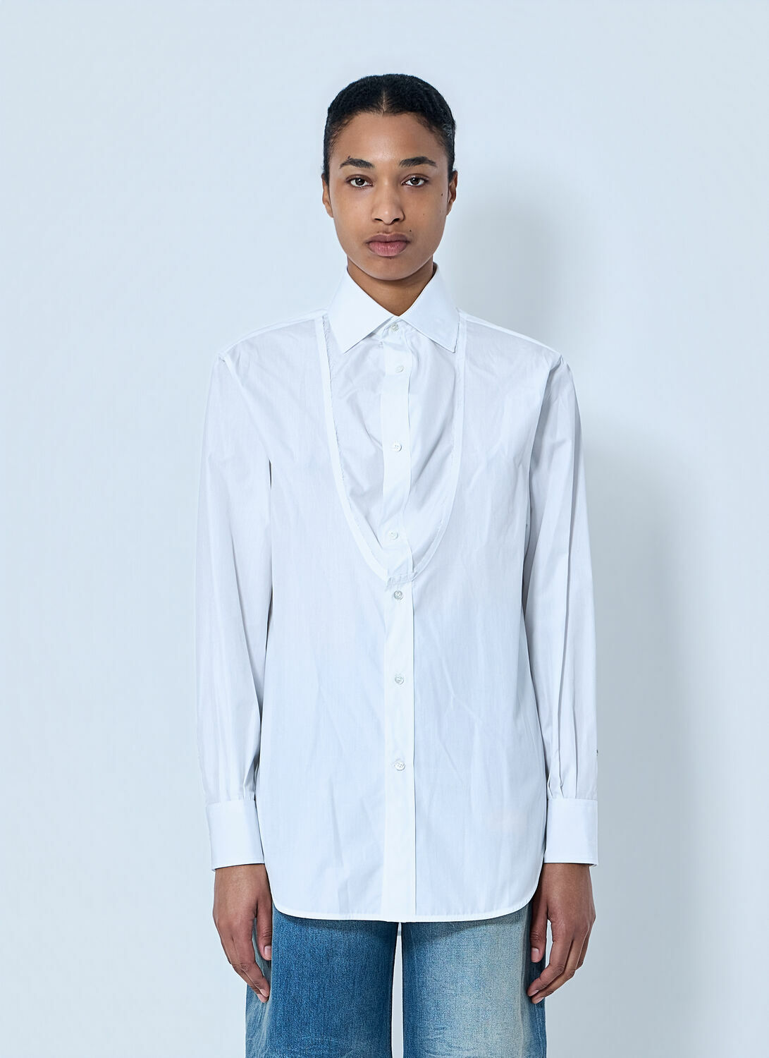 Maison Margiela White Folded V-Neck Collar Shirt