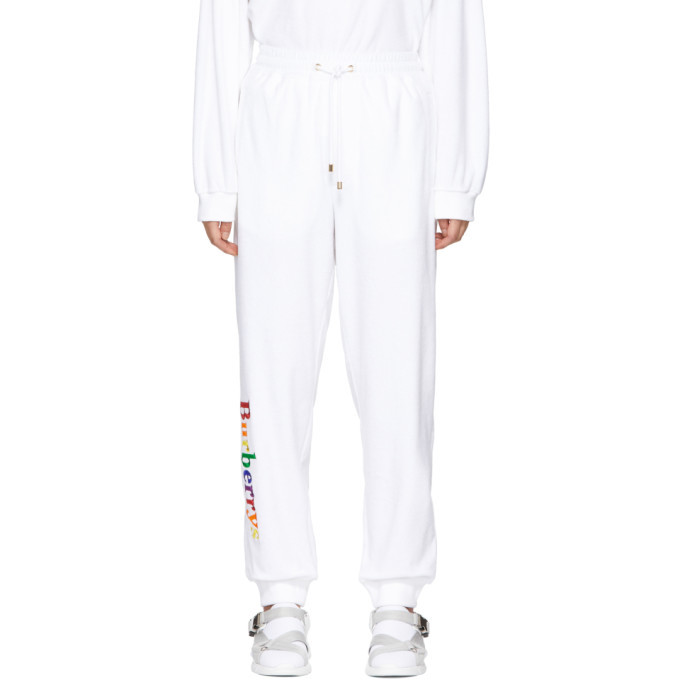 Burberry White Towelling Lounge Pants Burberry