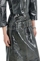 Diesel Patent-leather midi skirt with belt - Skirts Womens in Grey