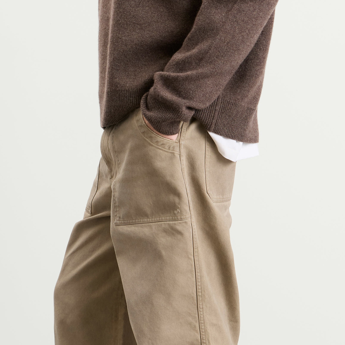 Acne Studios Men's Plinty Rustic Cotton Twill Trousers in Camel Beige