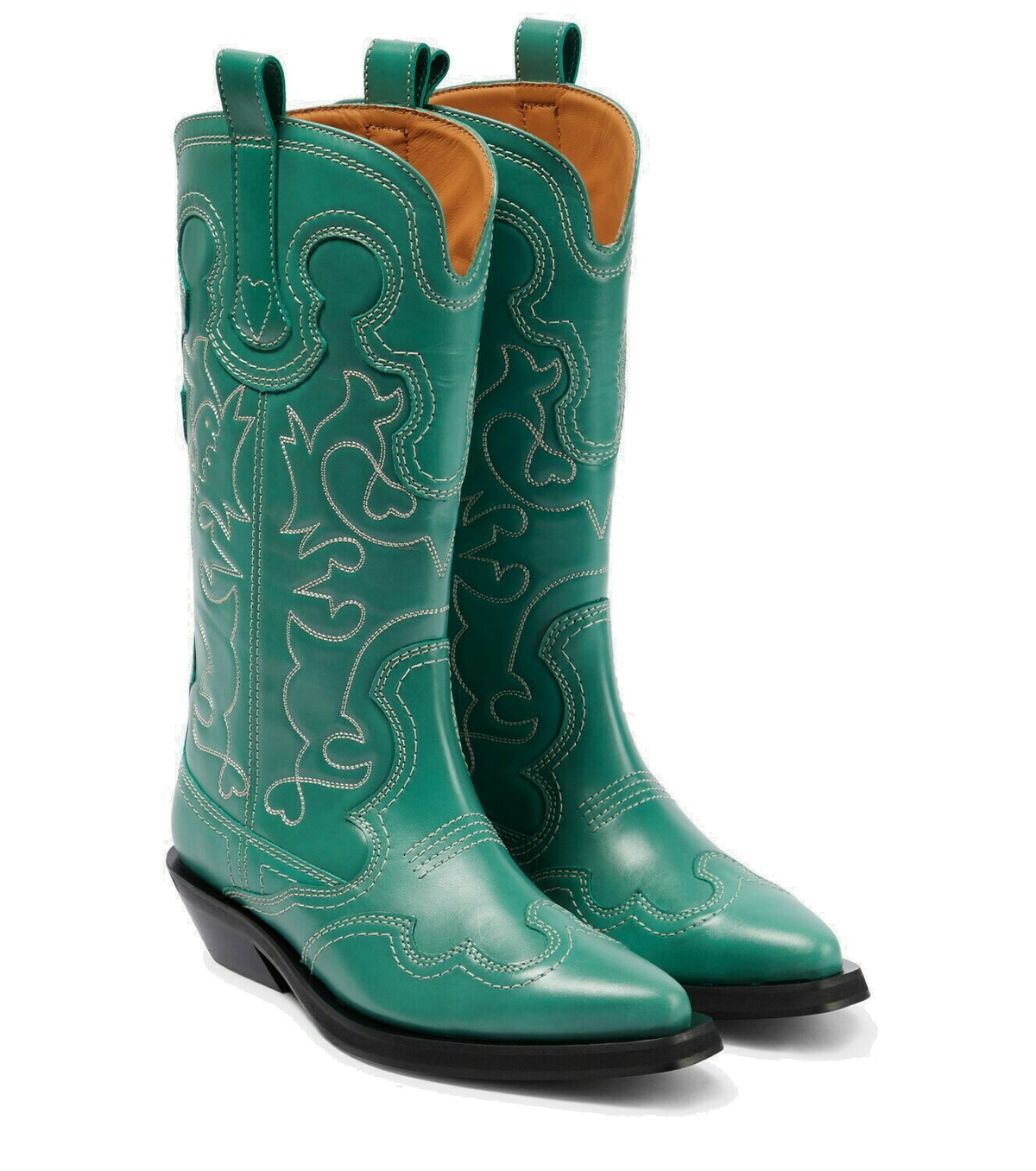 GANNI ブーツ Leather cowboy boots729858 Leather cowboy boots in multicoloured - Ganni | Mytheresa
