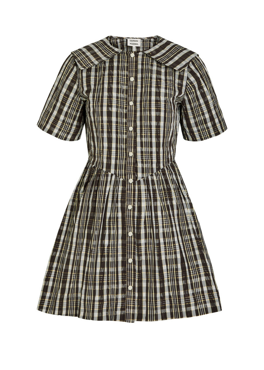 Damson Madder Miley Checked Taffeta Mini Dress Multicoloured