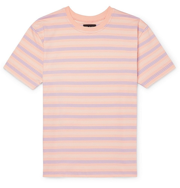 Photo: Howlin' - Striped Cotton-Jersey T-Shirt - Pink
