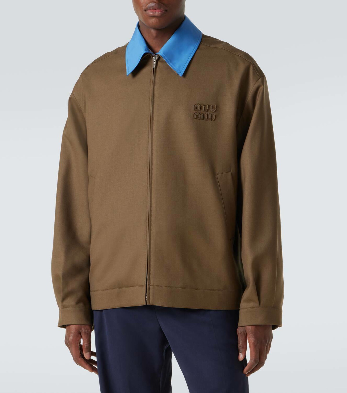ジャケット・アウター muuu Miu Miu Logo virgin wool gabardine jacket Miu Miu