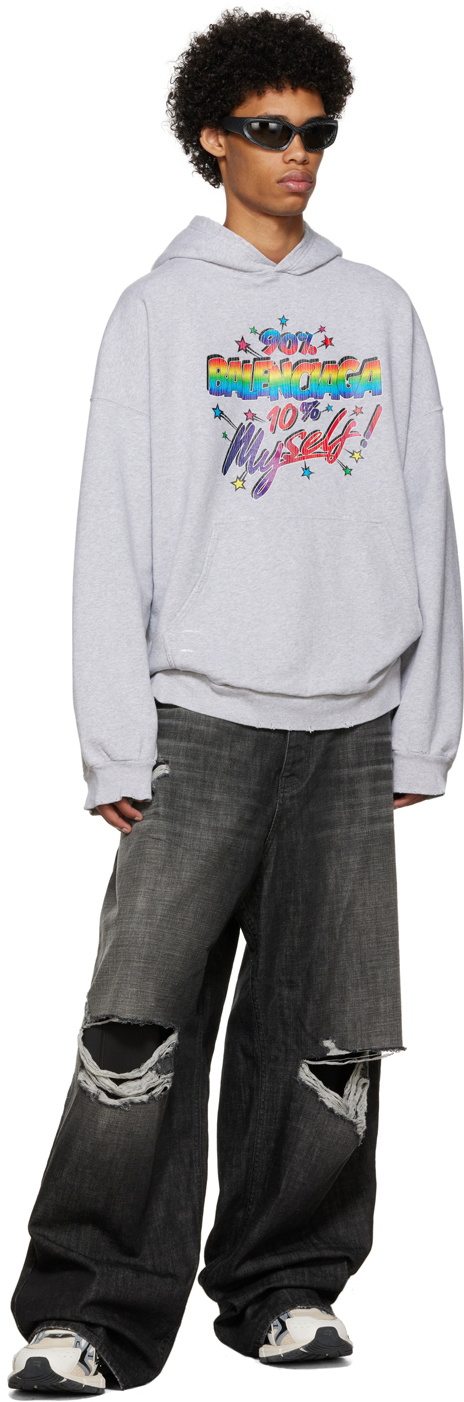早期完売★BALENCIAGA 90/10 Hoodie Wide Fitミディアムフリース Balenciaga 90/10 Hoodie Wide Fit 'Washed Black' 674986TMVH41055