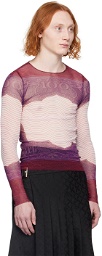 Jean Paul Gaultier Burgundy Sheer Long Sleeve T-Shirt