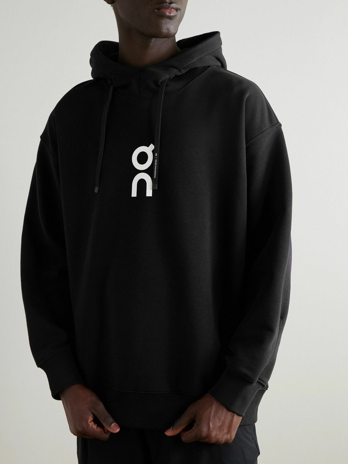 ON - Club Tennis Logo-Print Cotton-Blend Jersey Hoodie - Black