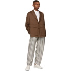 ermenegildo zegna couture Grey and Off-White Silk and Mohair Stripe Trousers