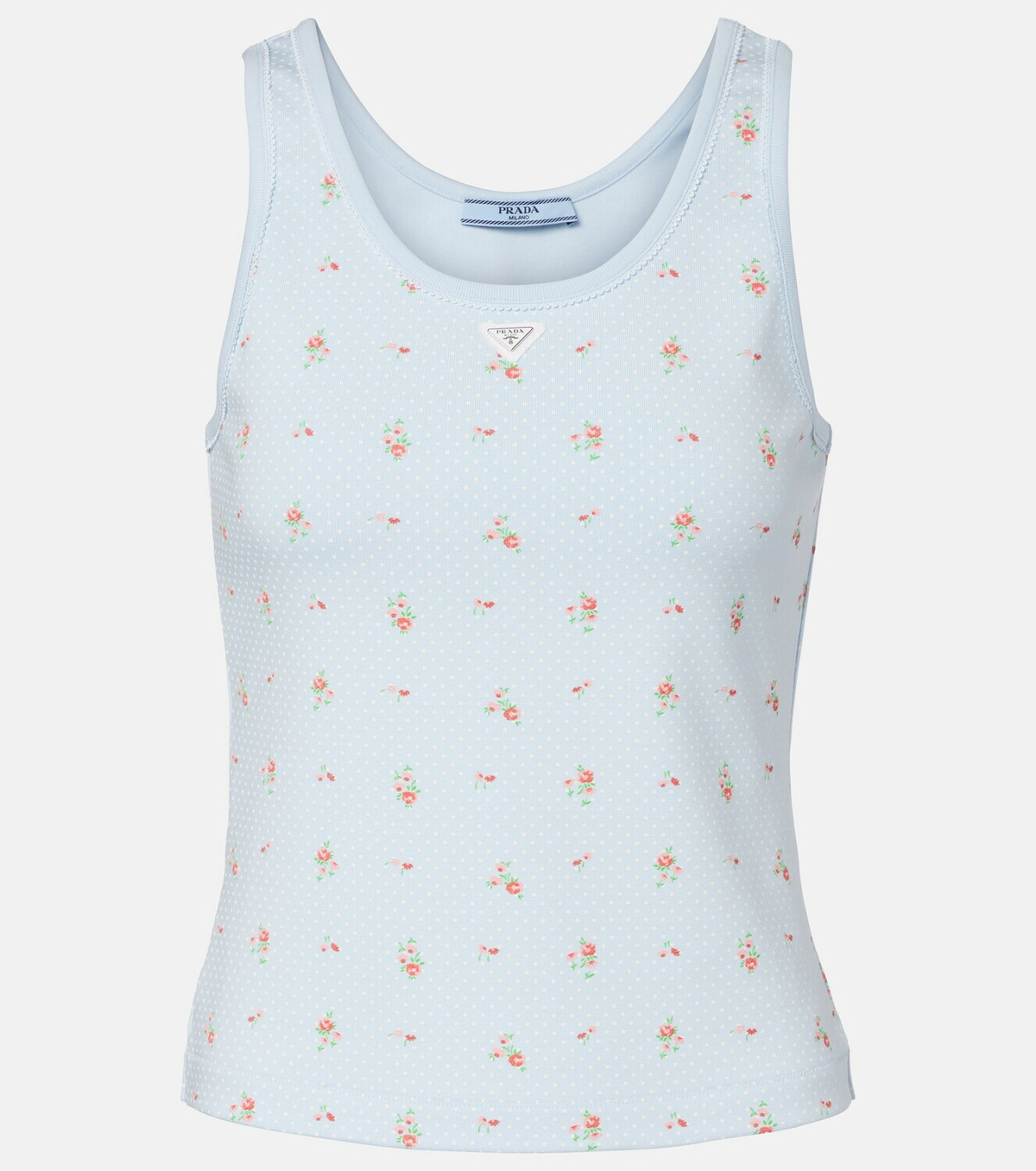 Prada Floral cotton-blend tank top