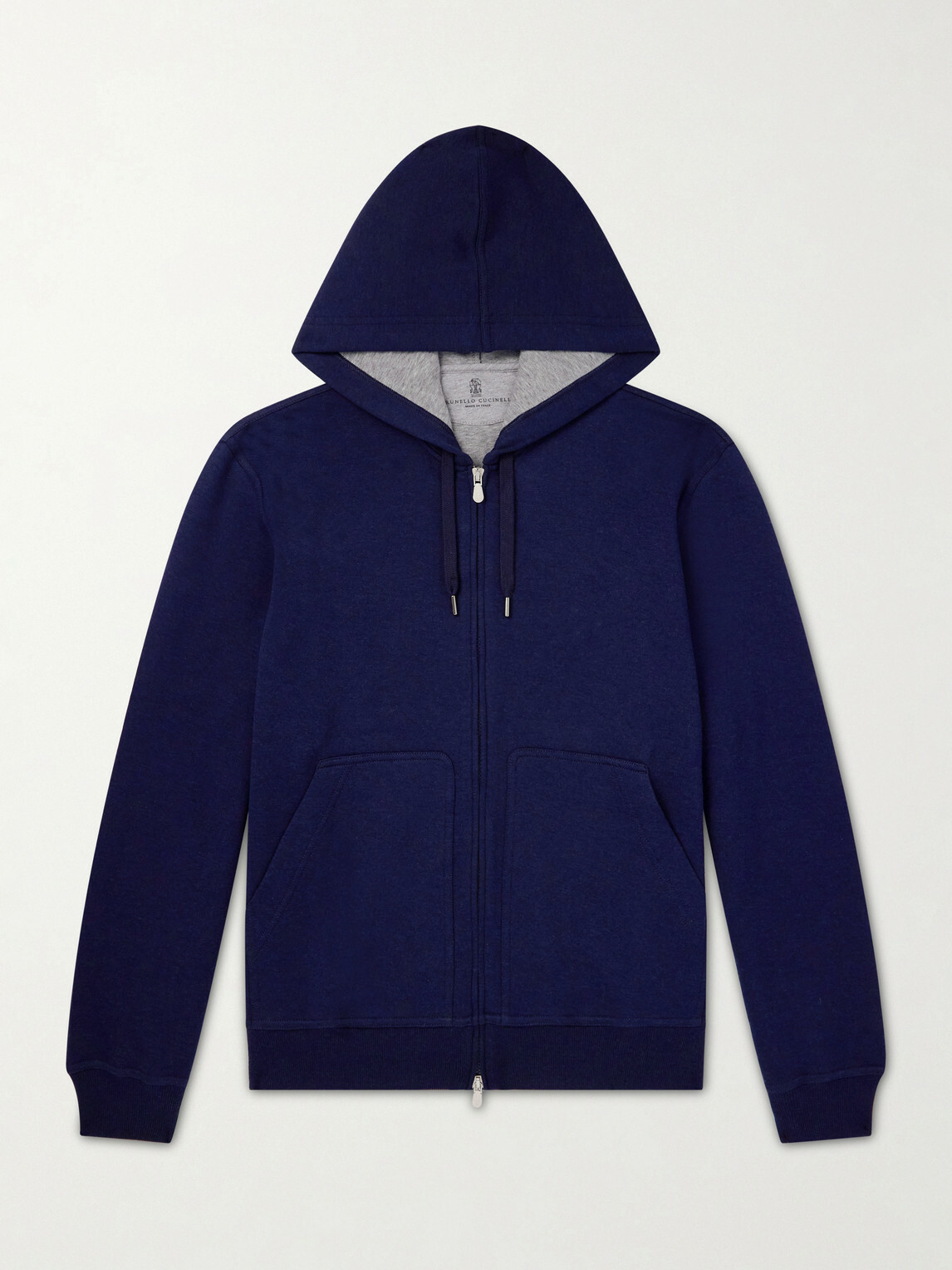 Brunello Cucinelli - Cotton-Blend Zip-Up Hoodie - Blue