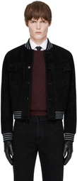 Ernest W. Baker Black Suede Varsity Jacket