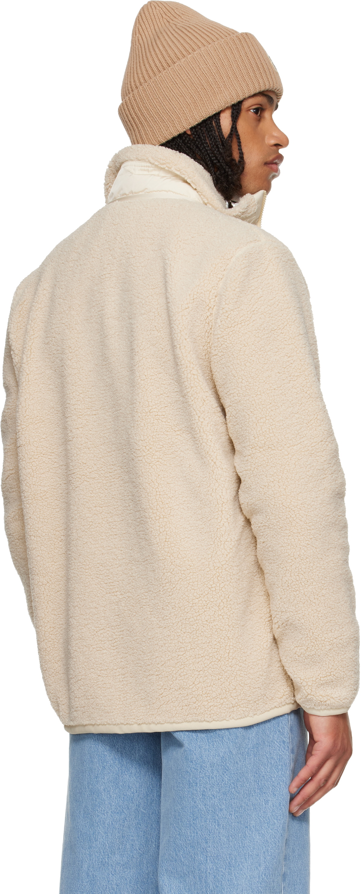 Moncler Beige Teddy Zip-Up Pocket Jacket