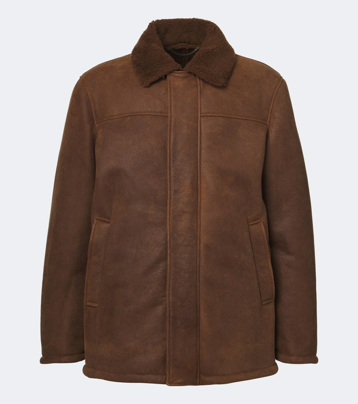 Canali Shearling-trimmed leather jacket