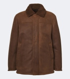 Canali Shearling-trimmed leather jacket