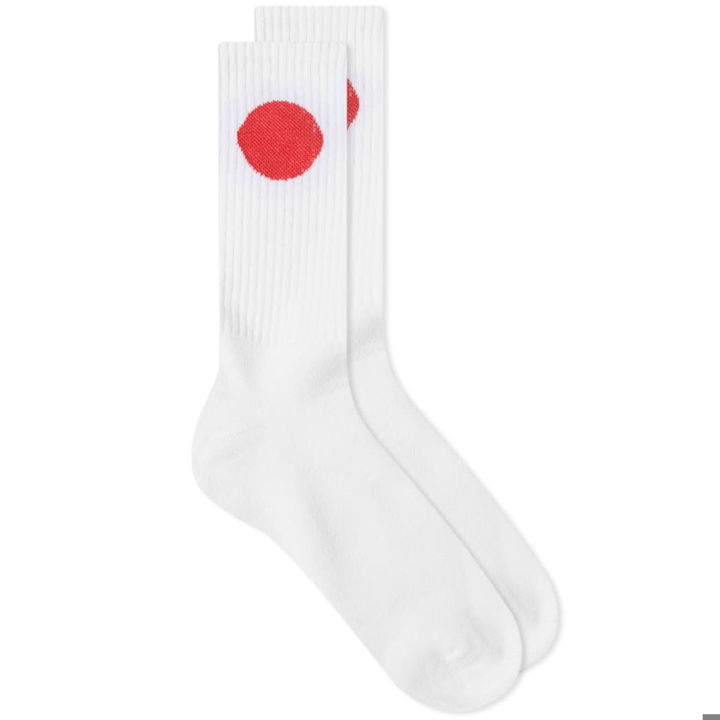 Photo: Edwin x Democratique Japanese Sun Sock in White
