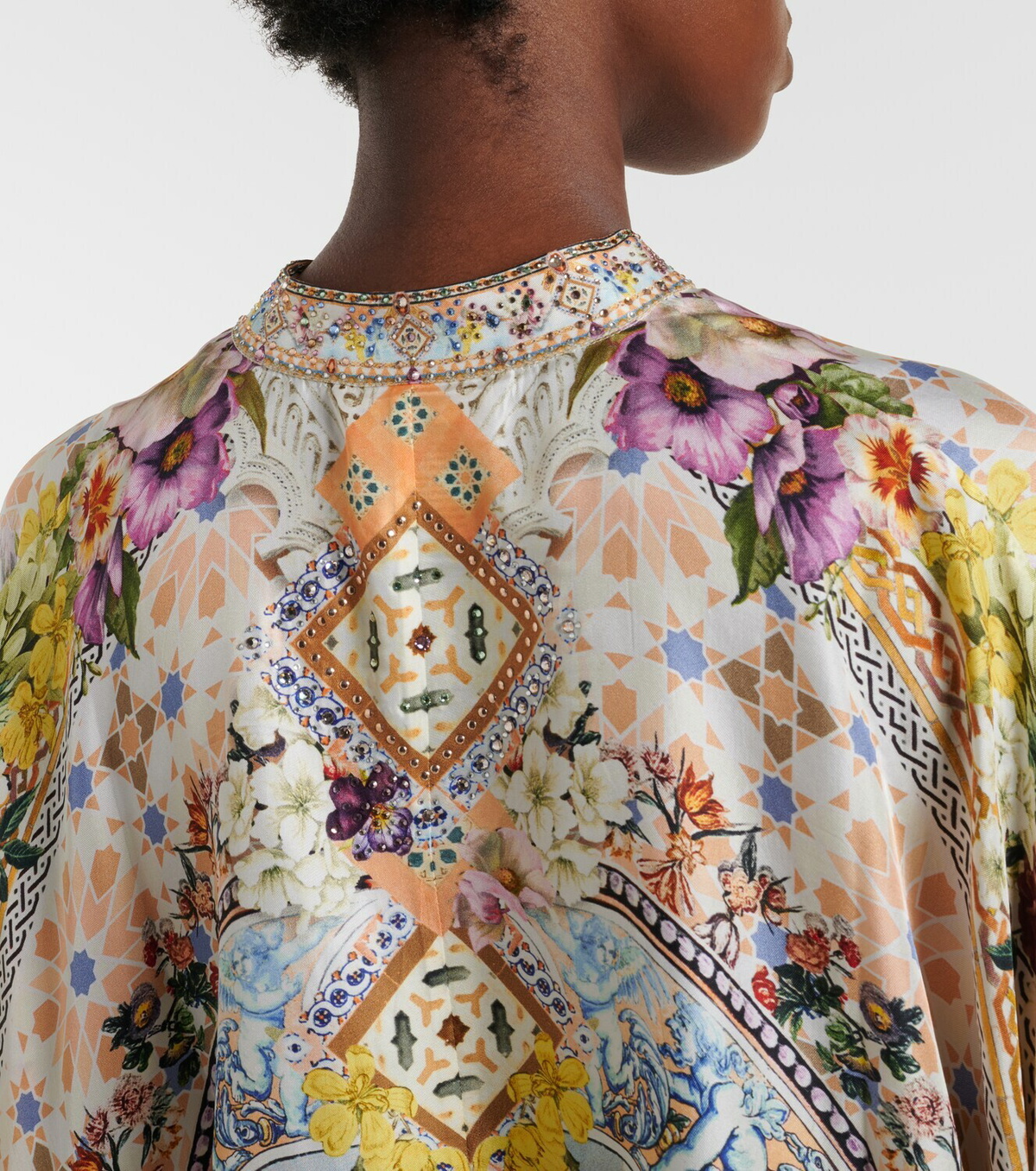 Camilla Embellished printed silk blouse