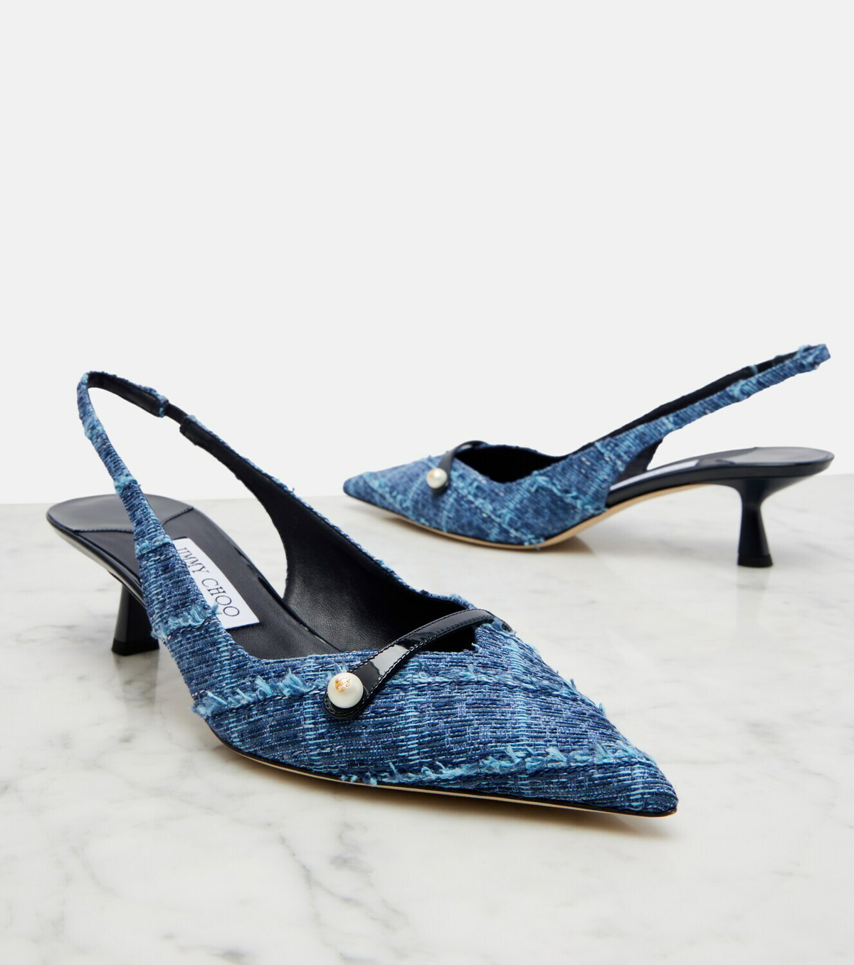 Jimmy Choo Amita denim slingback pumps